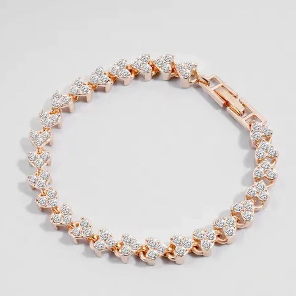 Rose Gold Filled Heart Cubic Zirconia Bracelet - Picture 1 of 1
